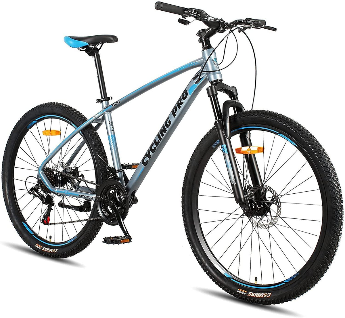 AMOWARE Mountain Bike for Adults, 17 Inch Aluminum Frame Size, 21 Speeds, 27.5-Inch Wheels,Full Suspension Disc Brake, Front and Rear Brakes