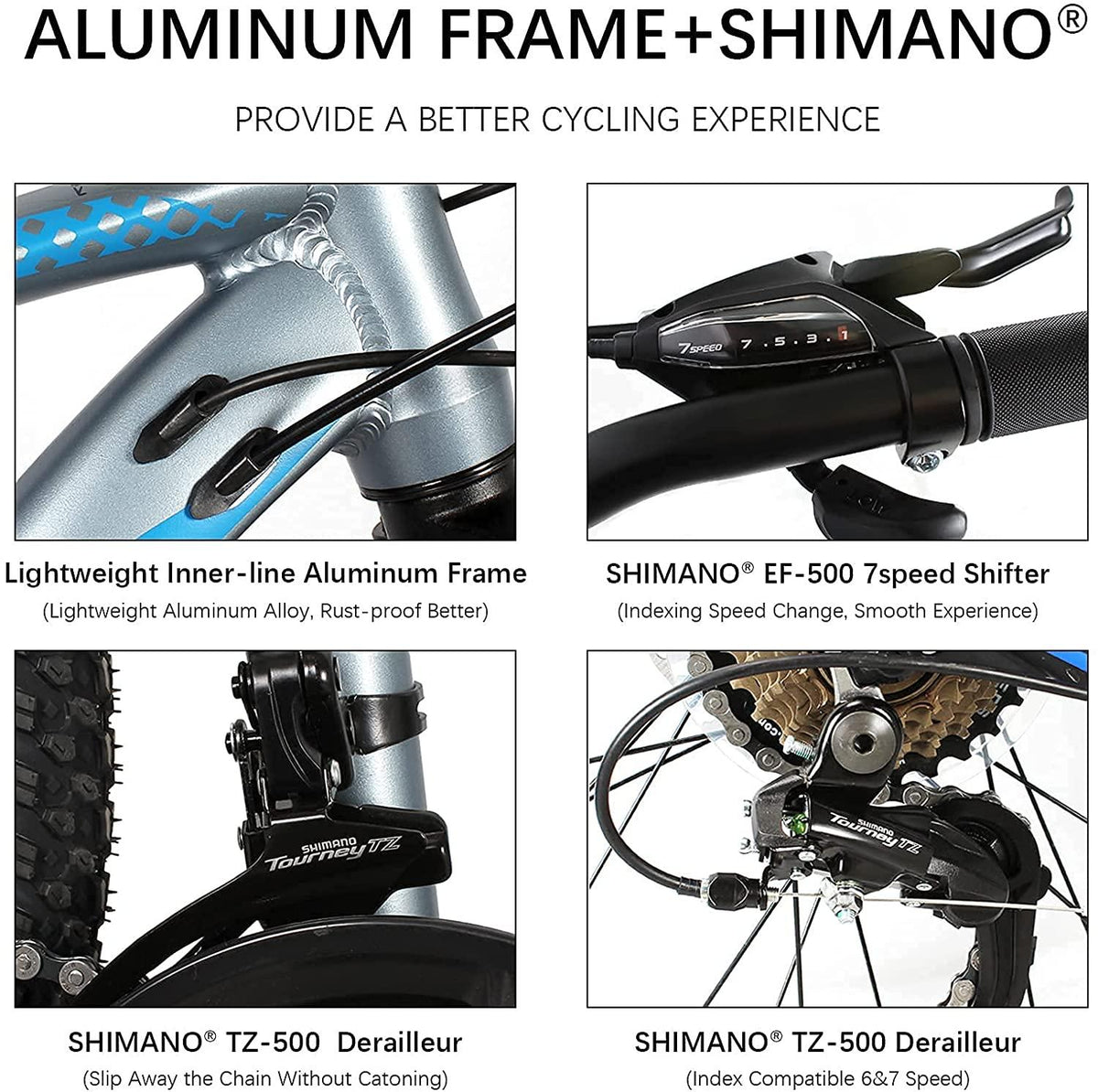 AMOWARE Mountain Bike for Adults, 17 Inch Aluminum Frame Size, 21 Speeds, 27.5-Inch Wheels,Full Suspension Disc Brake, Front and Rear Brakes
