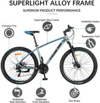 AMOWARE Mountain Bike for Adults, 17 Inch Aluminum Frame Size, 21 Speeds, 27.5-Inch Wheels,Full Suspension Disc Brake, Front and Rear Brakes