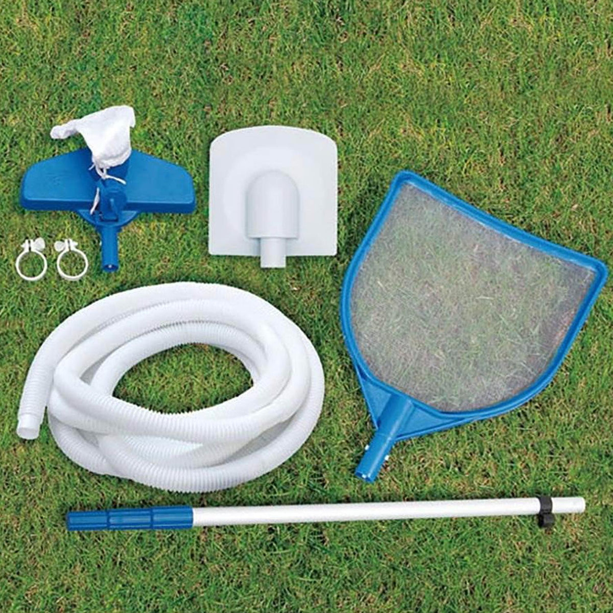 Summer Waves Elite P4A01848B 18ft x 48in Above Ground Frame Outdoor Swimming Pool Set w/ Pump, Pool Cover, Ladder, Ground Cloth,