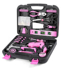 Pink Household Tool Set with 3.6V USB Electric Screwdriver, 136 PCS Home Tool Kit with Cordless Lithium-ion Drill Driver, Hand Tool Kits for Women