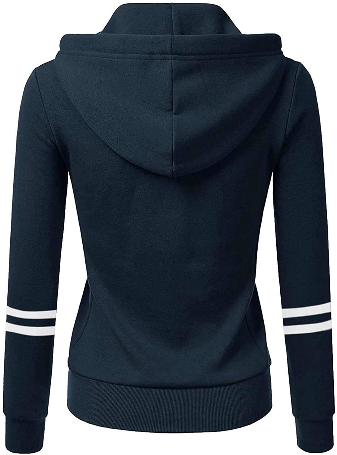 Women's Fashion Hoodies &amp; Sweatshirts Womens Long Sleeve Zip Up Hoodie Top Color Block Basic Casual Hooded Sweatshirt
