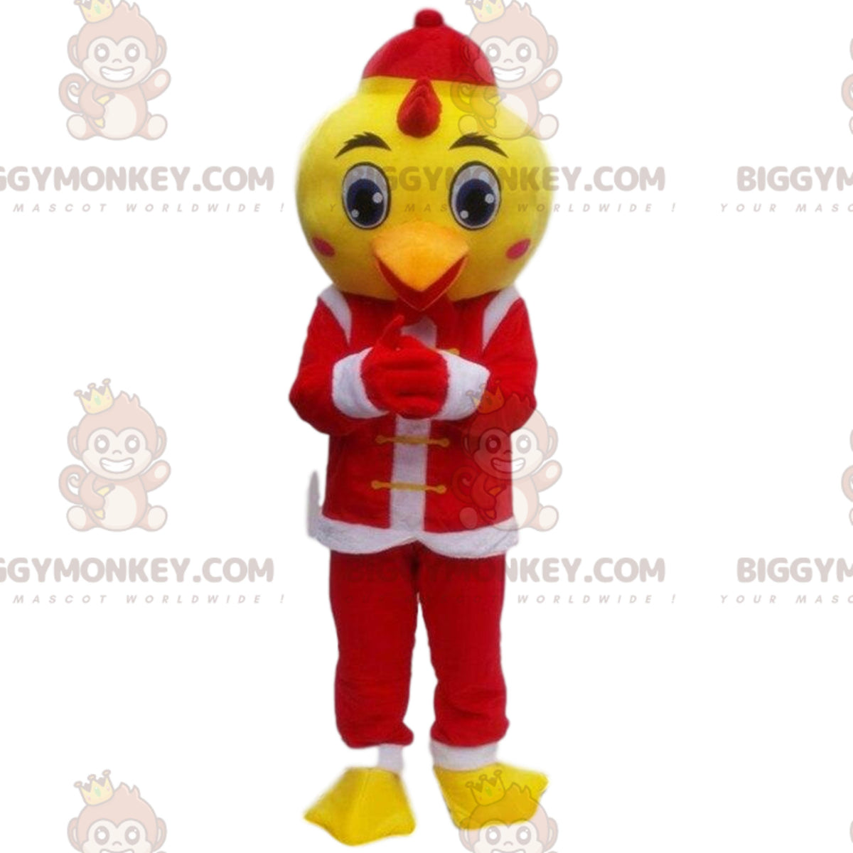 Canary BIGGYMONKEYmascot costume dressed in Santa outfit, Christmas costume