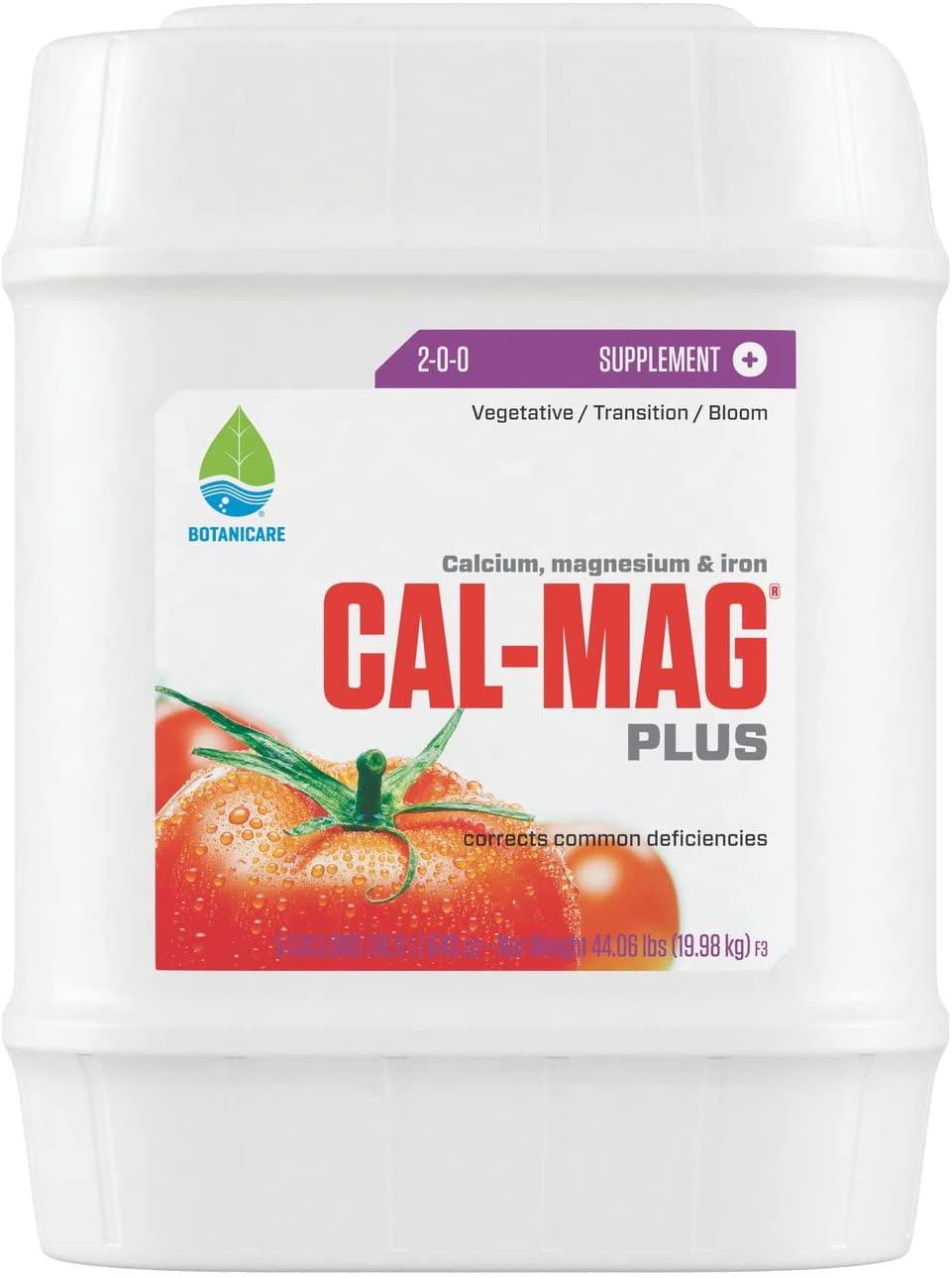 botanicare hgc732125 cal-mag plus, a calcium, magnesium, and iron plant supplement, corrects common plant deficiencies, add to water or use as a spray, 2-0-0 npk, 5 gallon