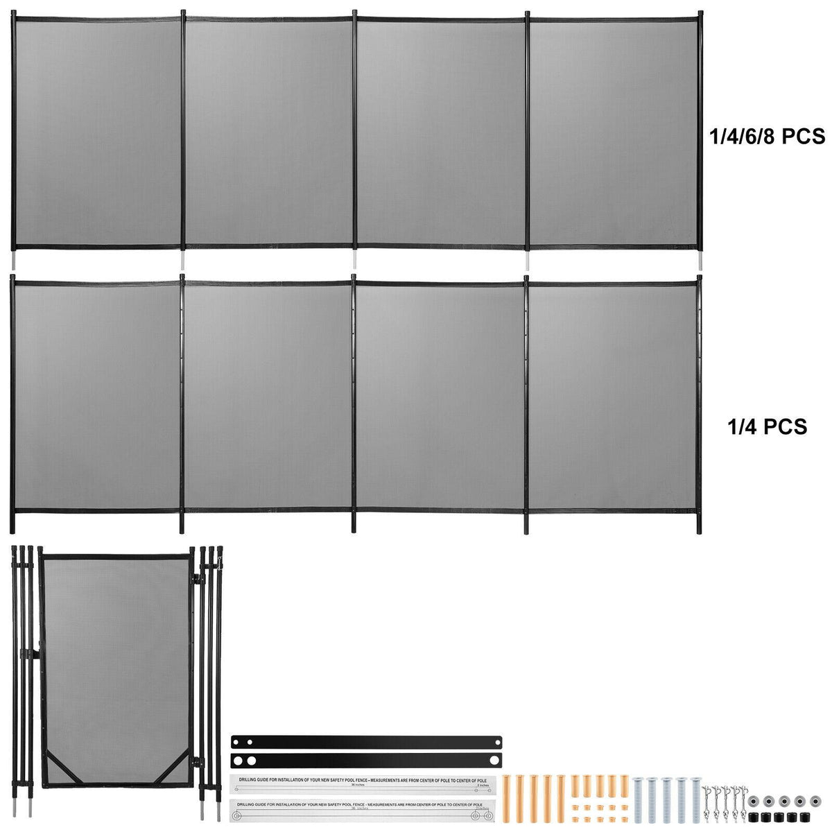 vevor swimming pool security fence pool fence 4' x 12/48/72/96' &amp; 4' x 12' door