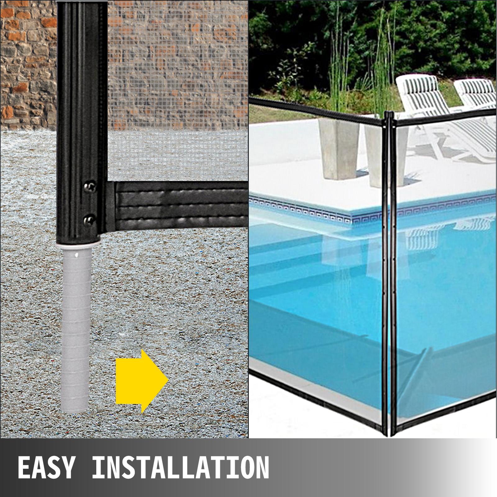 vevor swimming pool security fence pool fence 4' x 12/48/72/96' &amp; 4' x 12' door