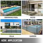 vevor swimming pool security fence pool fence 4' x 12/48/72/96' &amp; 4' x 12' door