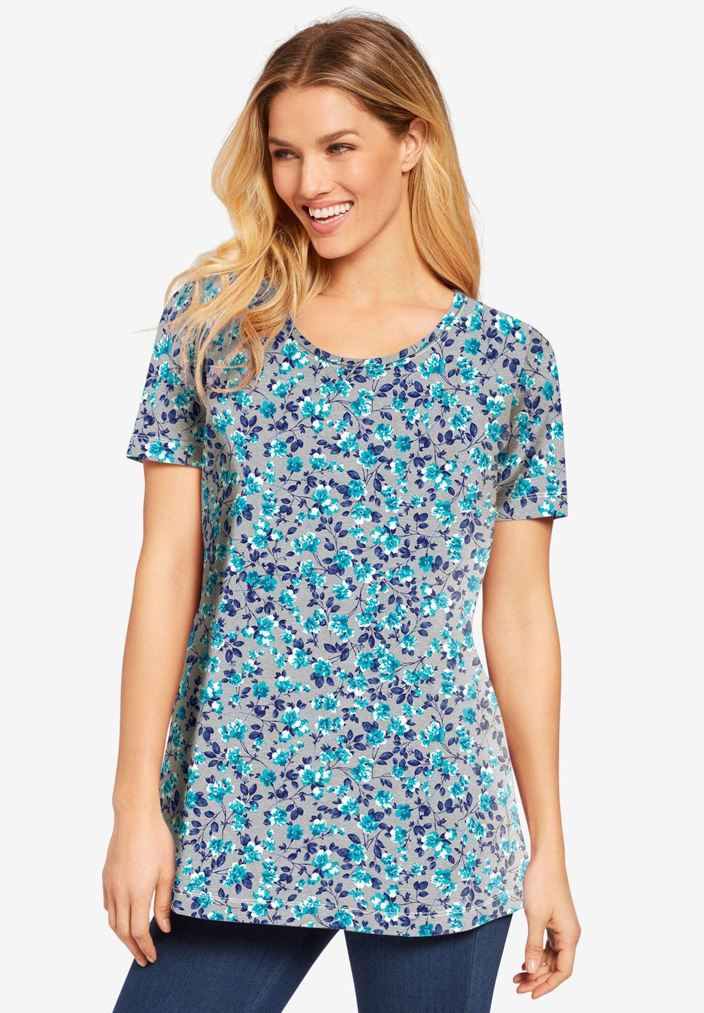 perfect printed short-sleeve scoop-neck tee