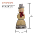 46 in. Tall Extra Large Christmas Snowman Statue with Wood Texture