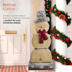 46 in. Tall Extra Large Christmas Snowman Statue with Wood Texture
