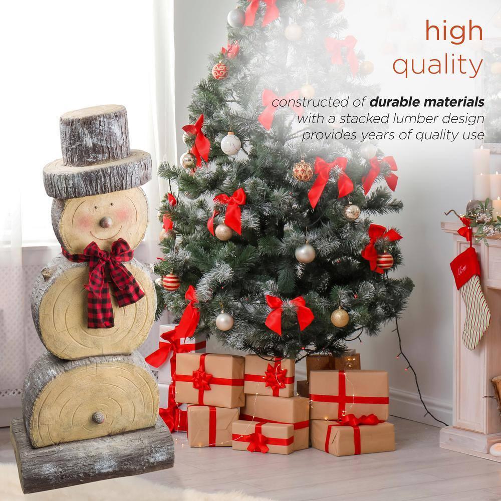 46 in. Tall Extra Large Christmas Snowman Statue with Wood Texture