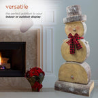 46 in. Tall Extra Large Christmas Snowman Statue with Wood Texture