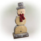 46 in. Tall Extra Large Christmas Snowman Statue with Wood Texture