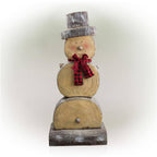 46 in. Tall Extra Large Christmas Snowman Statue with Wood Texture