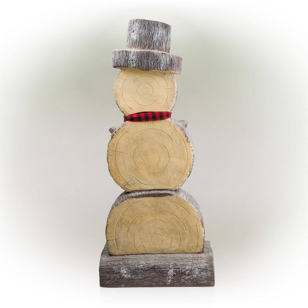 46 in. Tall Extra Large Christmas Snowman Statue with Wood Texture