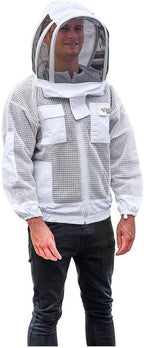 oz armour beekeeping ventilated jacket ultra cool 3 layers mesh with 2 hoods fencing and round brim hat (xx-large)