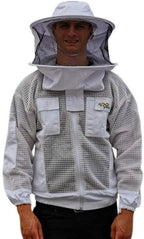 oz armour beekeeping ventilated jacket ultra cool 3 layers mesh with 2 hoods fencing and round brim hat (xx-large)
