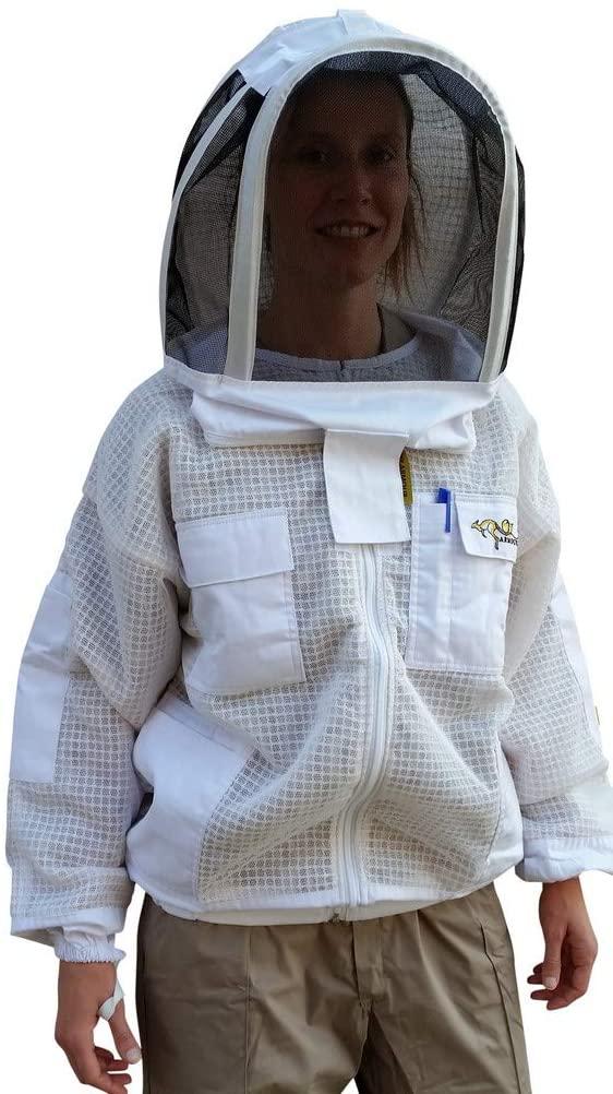 oz armour beekeeping ventilated jacket ultra cool 3 layers mesh with 2 hoods fencing and round brim hat (xx-large)