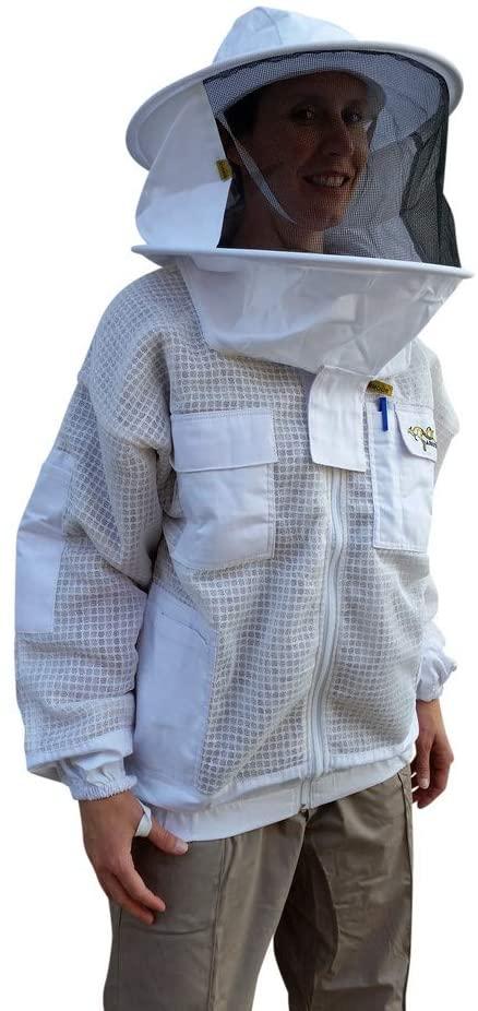 oz armour beekeeping ventilated jacket ultra cool 3 layers mesh with 2 hoods fencing and round brim hat (xx-large)
