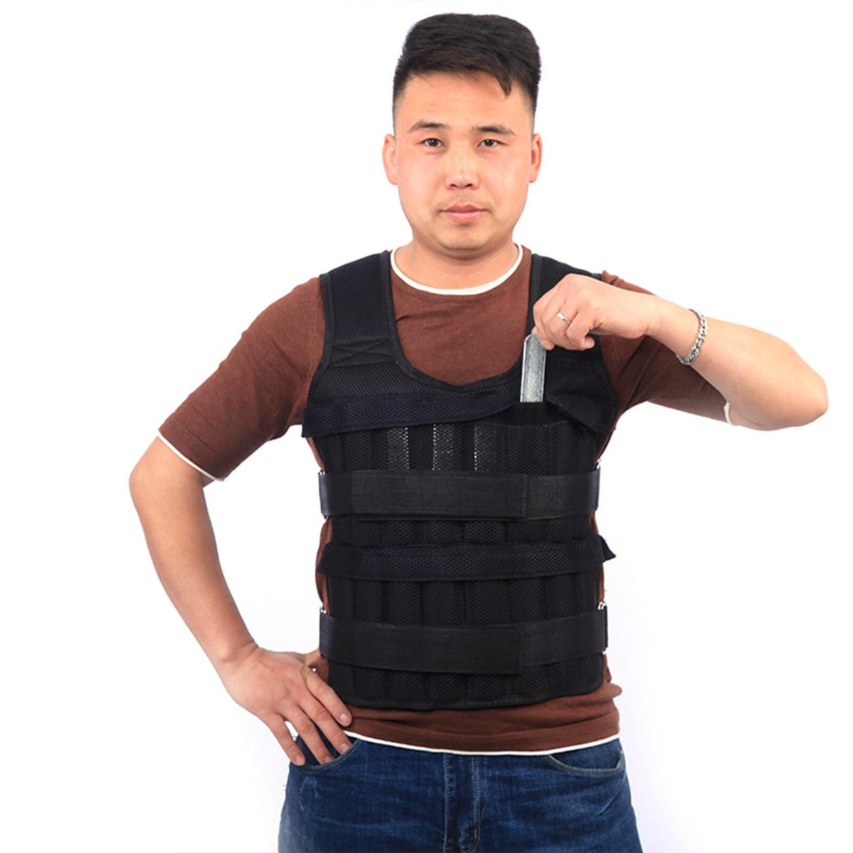 30KG Exercise Loading Weight Vest Boxing Running Sling Weight Training Workout Fitness Adjustable Waistcoat Jacket Sand Clothing(Weight Not Included)