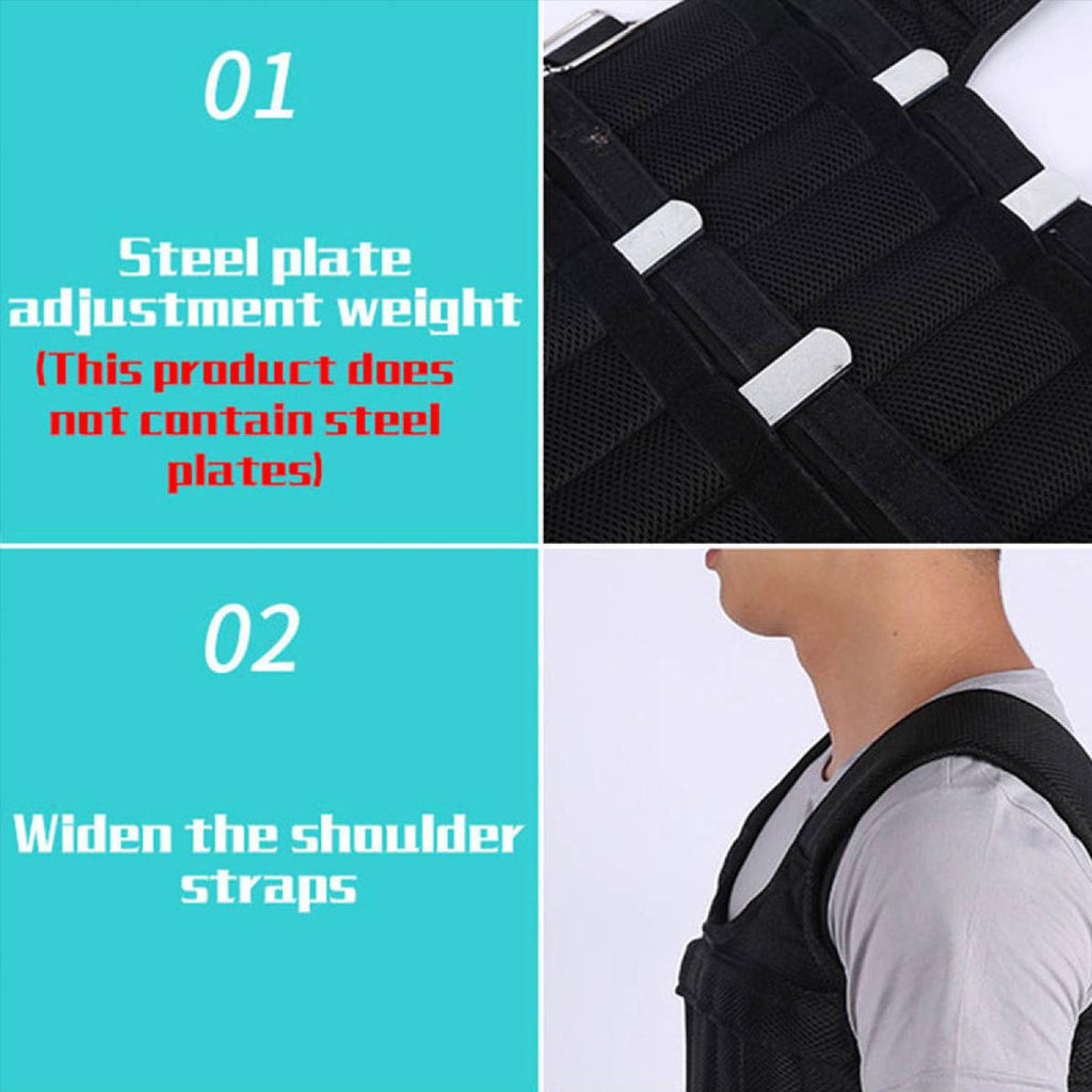 30KG Exercise Loading Weight Vest Boxing Running Sling Weight Training Workout Fitness Adjustable Waistcoat Jacket Sand Clothing(Weight Not Included)