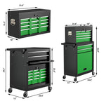 8-Drawer High Capacity Rolling Tool Chest, Removable Cabinet StoraTool Box with Wheels and Drawers, Detachable Toolbox with Lock for Workshop Mechanics Garage(Black&Green)