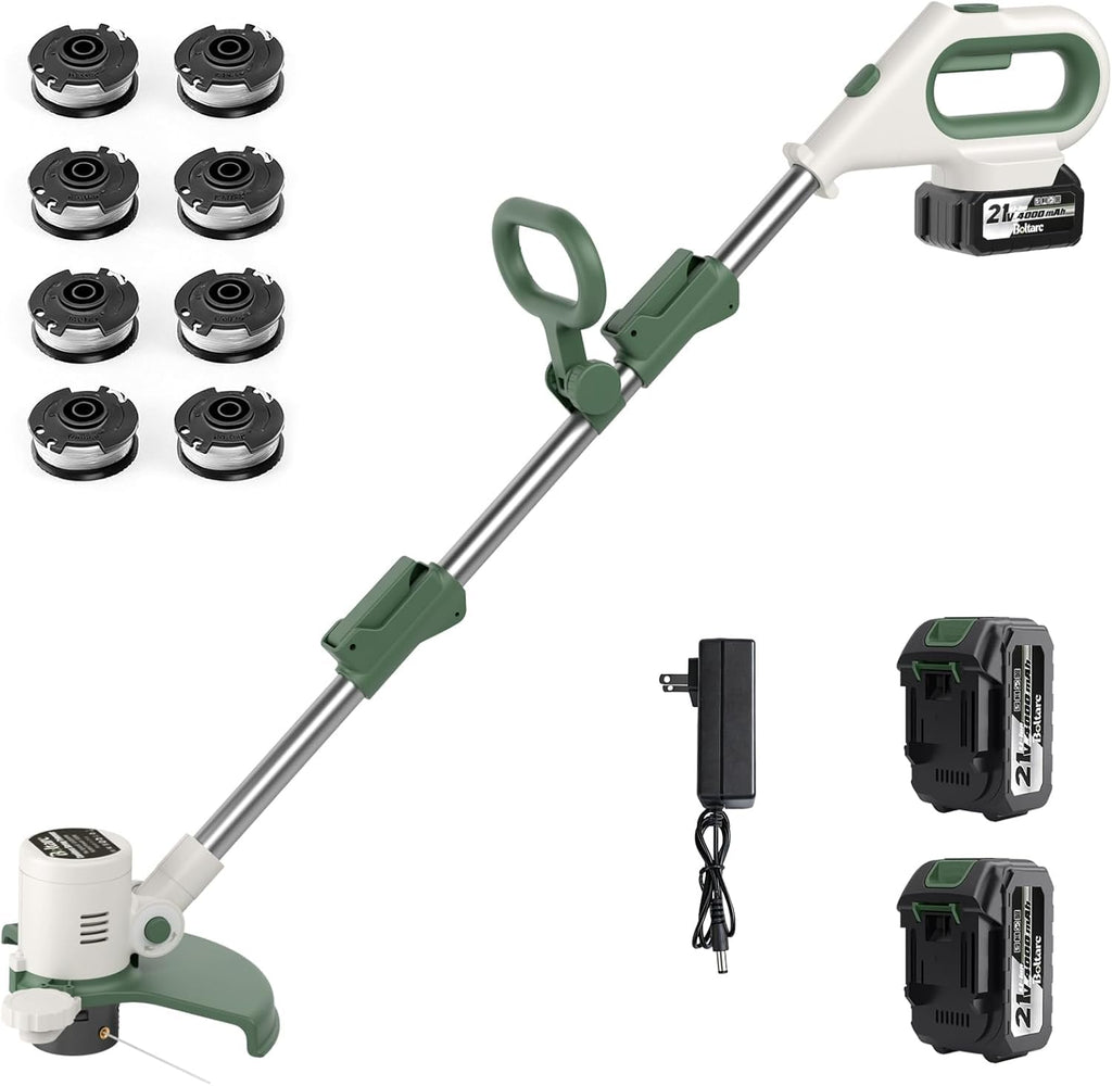 21V 3-in-1 Cordless Weed Wacker Eater-Weeding/Trimming/Lawn Mower, with 8 Replace Auto Line Feed, Electric Grass Trimmer for Garden, Lawn, 120 Mins of Non-Stop (2x4.0 mAh Battery Included)