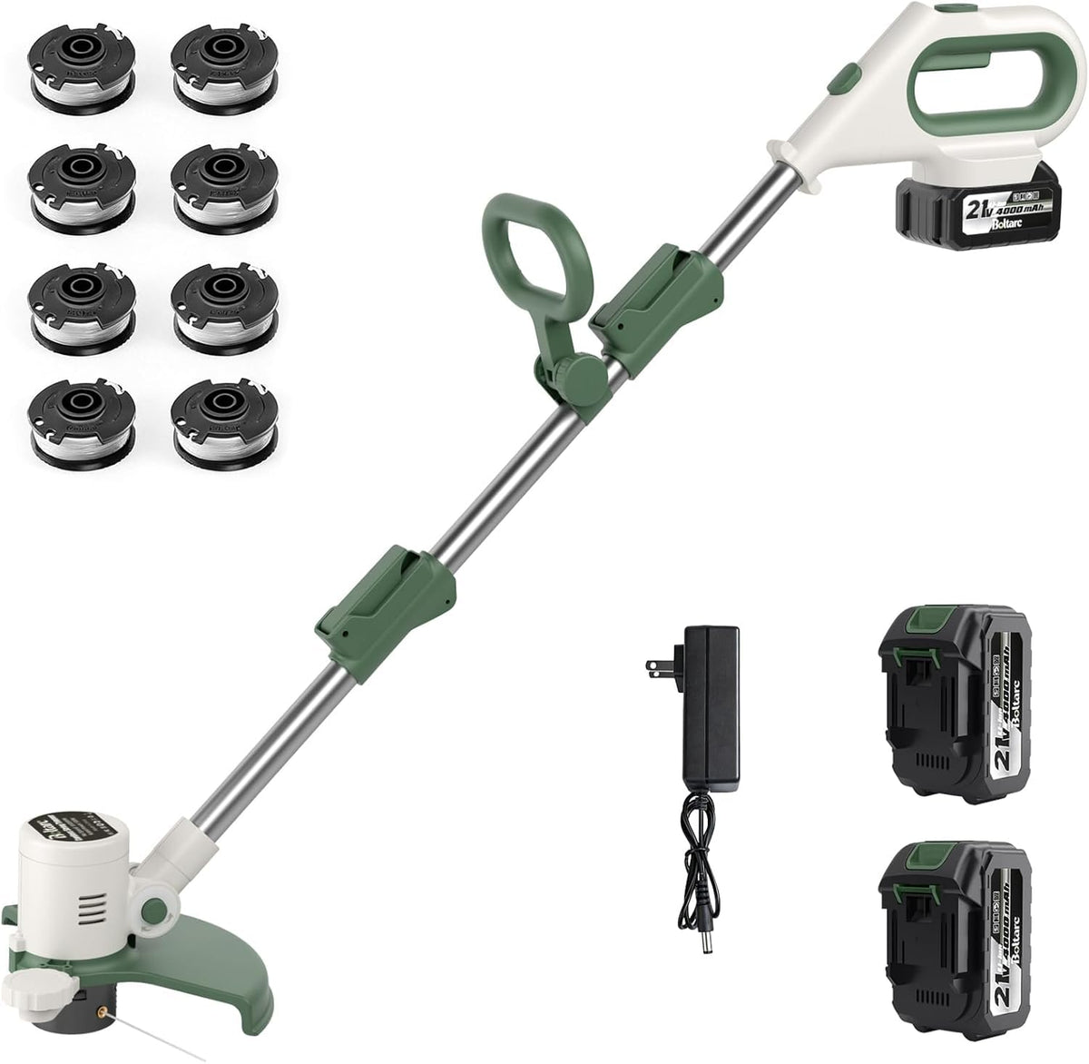 21V 3-in-1 Cordless Weed Wacker Eater-Weeding/Trimming/Lawn Mower, with 8 Replace Auto Line Feed, Electric Grass Trimmer for Garden, Lawn, 120 Mins of Non-Stop (2x4.0 mAh Battery Included)