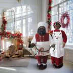 58 in. Christmas African American Dancing Baking Santa with Apron and Cookie