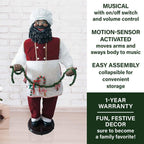 58 in. Christmas African American Dancing Baking Santa with Apron and Cookie