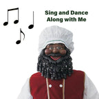 58 in. Christmas African American Dancing Baking Santa with Apron and Cookie