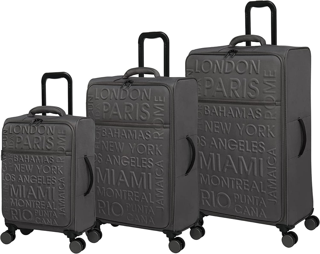 Citywide 3 Piece Softside 8 Wheel Spinner Set, Charcoal, 3 Pc