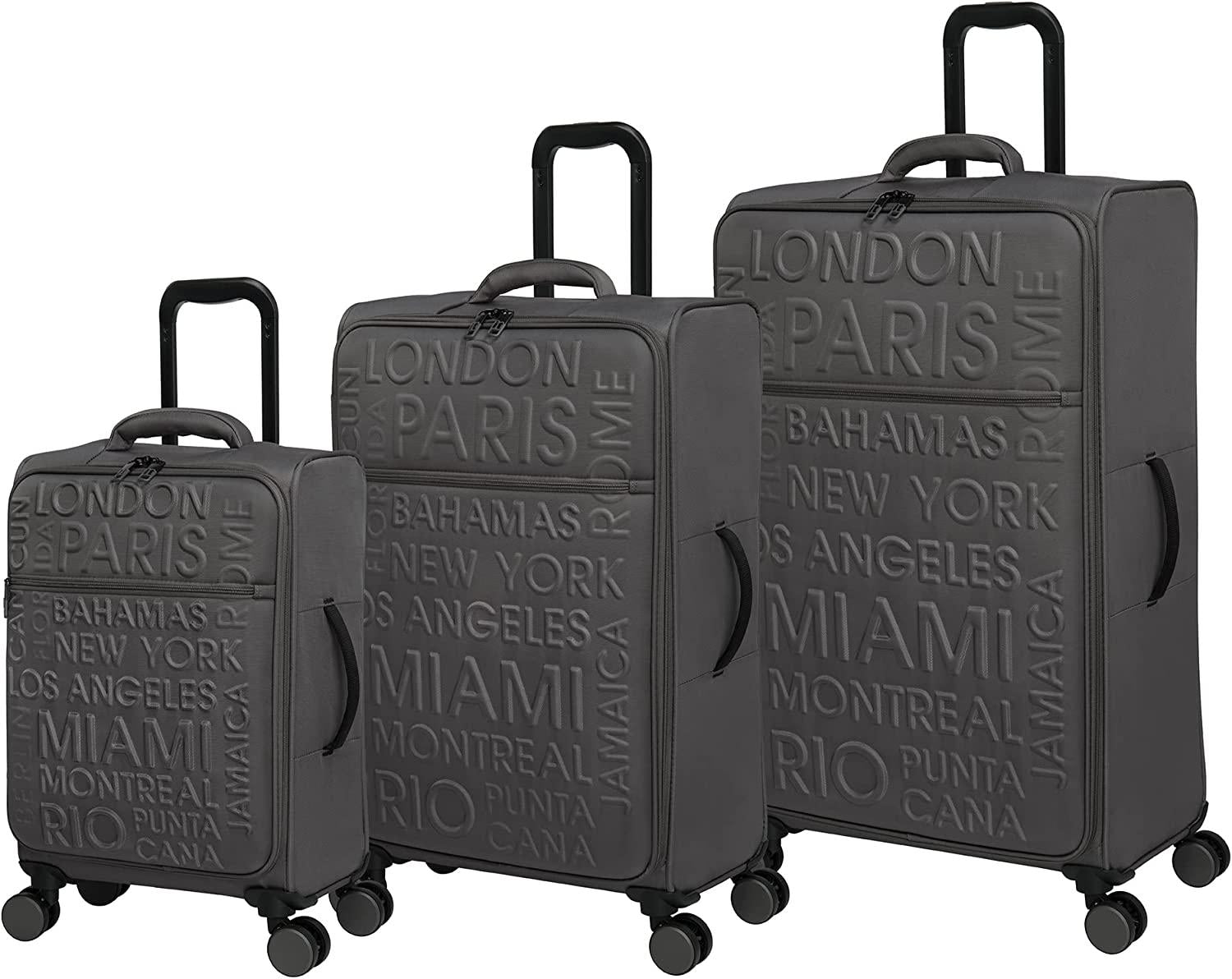 Citywide 3 Piece Softside 8 Wheel Spinner Set, Charcoal, 3 Pc