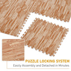 Soozier HomCom 96 Sq Ft. Dark Grain Look EVA Foam Exercise Floor Mats with Easy Connect  &amp; Soft Feel/Material
