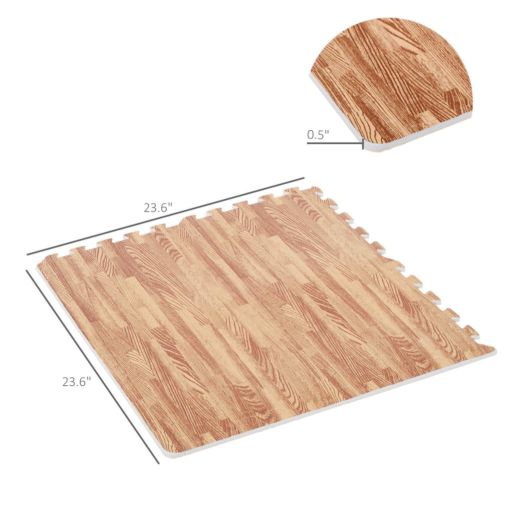 Soozier HomCom 96 Sq Ft. Dark Grain Look EVA Foam Exercise Floor Mats with Easy Connect  &amp; Soft Feel/Material