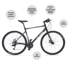 Vilano Diverse 3.0 Performance Hybrid Road Bicycle, 24 Speed Disc Brakes