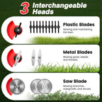 24V Electric Weed Wacker with Wheels, Grass Trimmer Cordless, 3 in 1 Weed Eater Battery Powered with 2pcs Batteries &amp; Charger, Weed Trimmer/Brush Cutter/Edger Lightweight for Lawn &amp; Yard