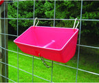 little giant ff16red 9 quart heavy duty plastic feed trough bucket fence feeder with clips for livestock &amp; pets, red (4 pack)