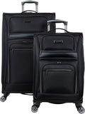 Rugged Roamer Luggage Collection Lightweight Softside Expandable 8-Wheel Spinner Travel Suitcase Bag, Black, 2-Piece (20" Carry-On / 28" Check Size)