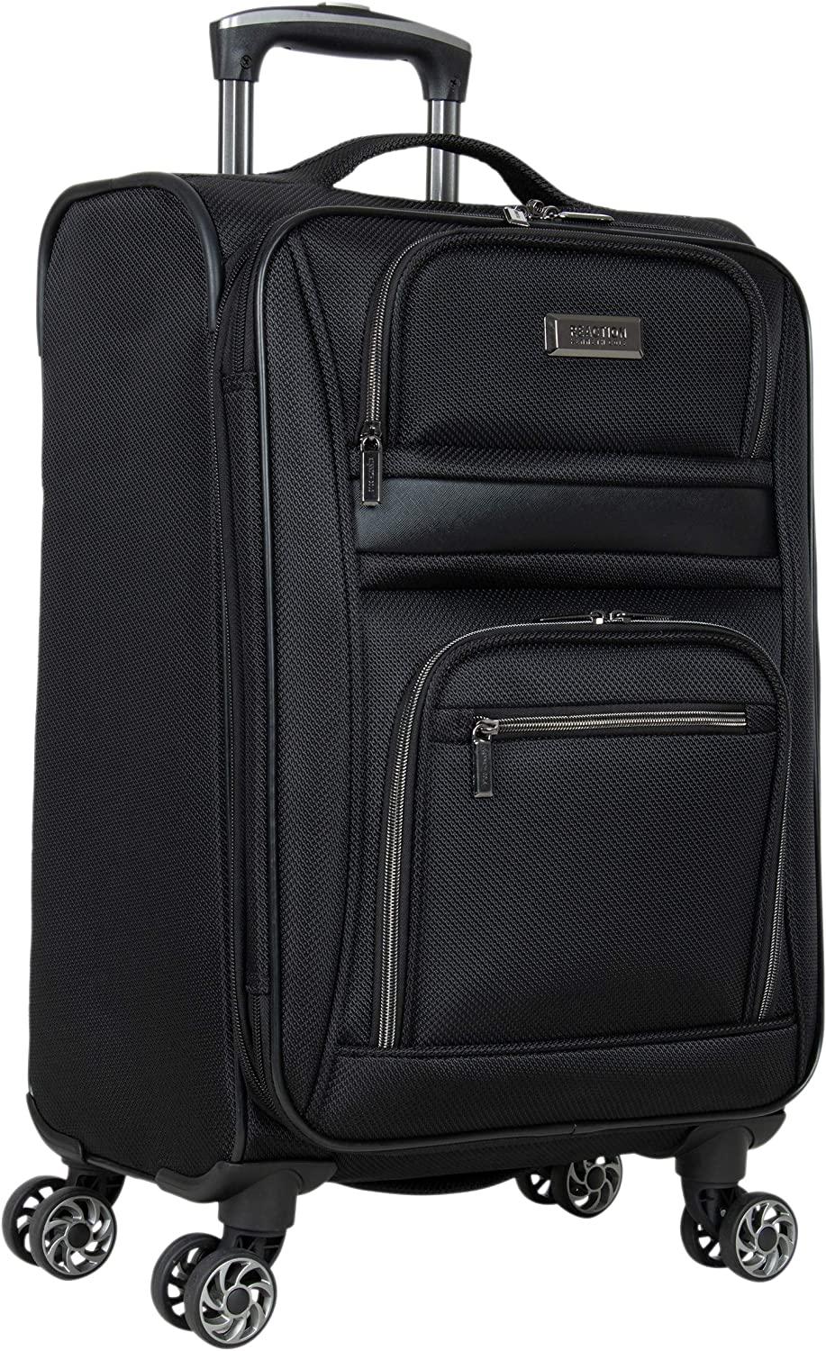 Rugged Roamer Luggage Collection Lightweight Softside Expandable 8-Wheel Spinner Travel Suitcase Bag, Black, 2-Piece (20" Carry-On / 28" Check Size)
