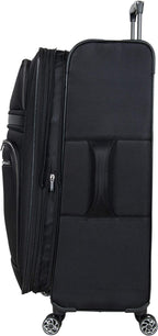 Rugged Roamer Luggage Collection Lightweight Softside Expandable 8-Wheel Spinner Travel Suitcase Bag, Black, 2-Piece (20" Carry-On / 28" Check Size)