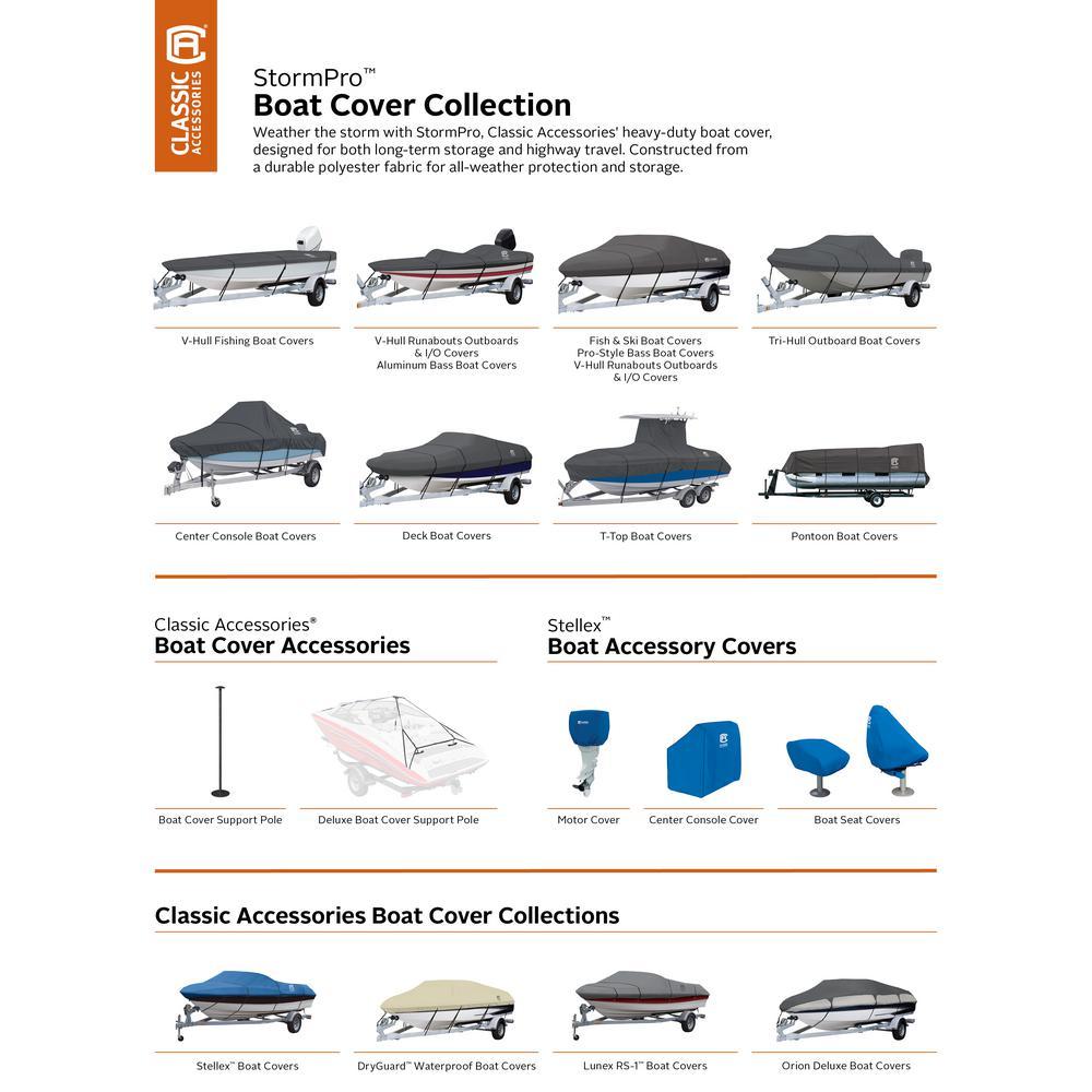 StormPro Charcoal V-Hull inboard/Outboard Boat Cover Fit 20 ft. 6 in. - 21 ft. 6 in. L, Beam Width 104 in. W (Model E11)