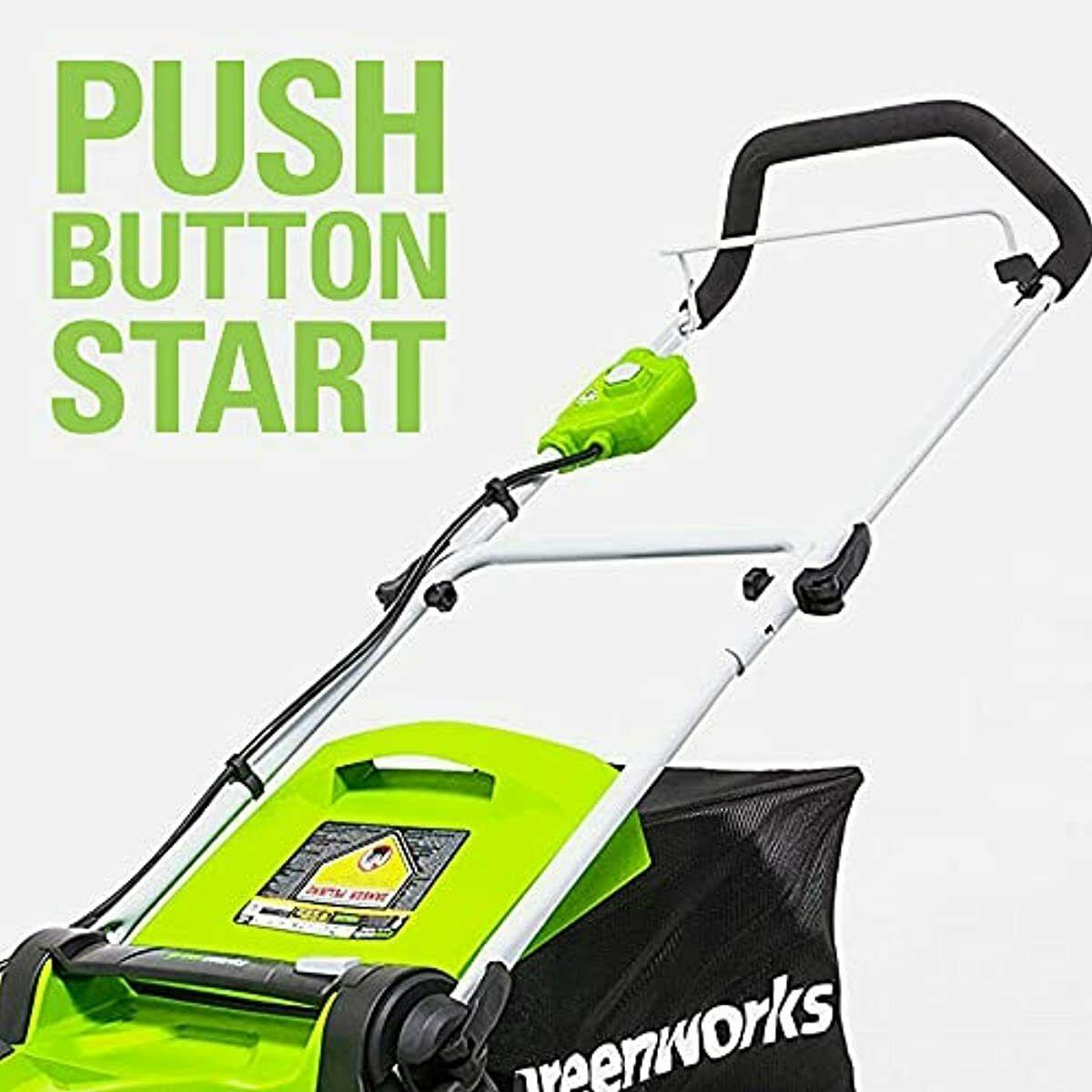 Cordless Lawn Mower 40V 17-inch Brushed 4Ah Lithium Battery Charger Yard Green