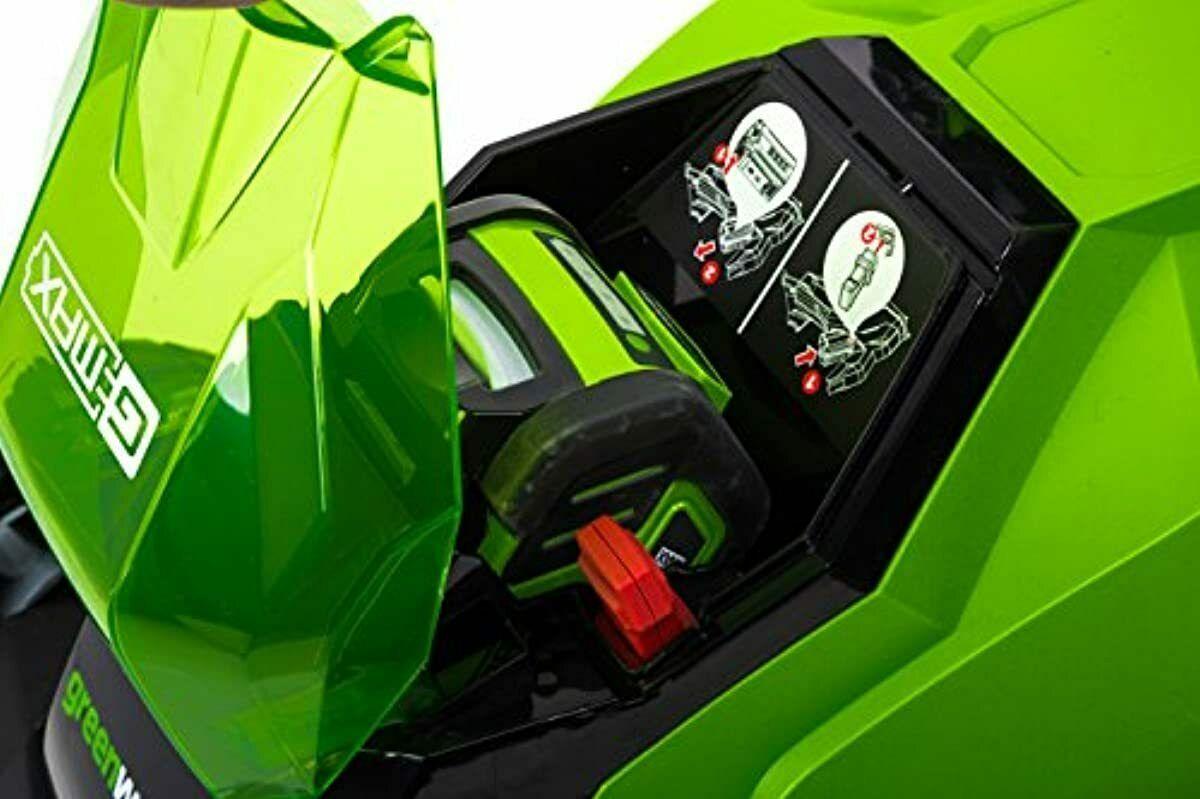 Cordless Lawn Mower 40V 17-inch Brushed 4Ah Lithium Battery Charger Yard Green