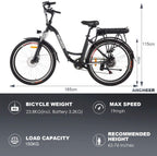 ANCHEER 26" Aluminum Electric Bike, Adults Electric Commuting Bicycle with Removable 12.5Ah Battery, Professional Derailleur with 6 Speed City Ebike
