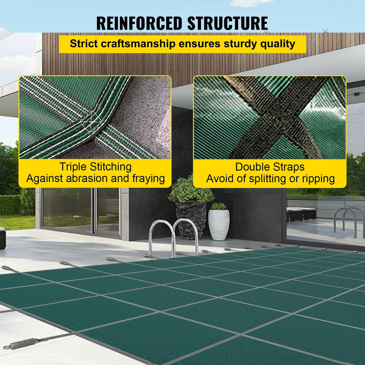 vevor pool safety cover 16'x28' 2-ply polypropylene mesh in ground rectangle