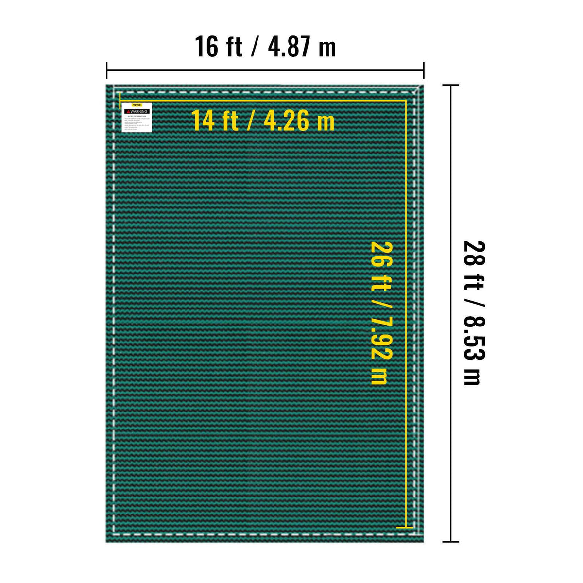 vevor pool safety cover 16'x28' 2-ply polypropylene mesh in ground rectangle