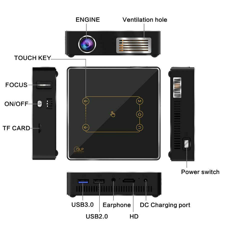 wifi android dlp projectors home tv video theater 16gb 1080p hd hdmi bluetooth