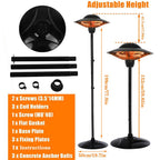 Patio Heater, Outdoor Heater, 1500W Infrared Heater Waterproof Tip-Over Protection Electric Heater for Outdoor Use Freestanding