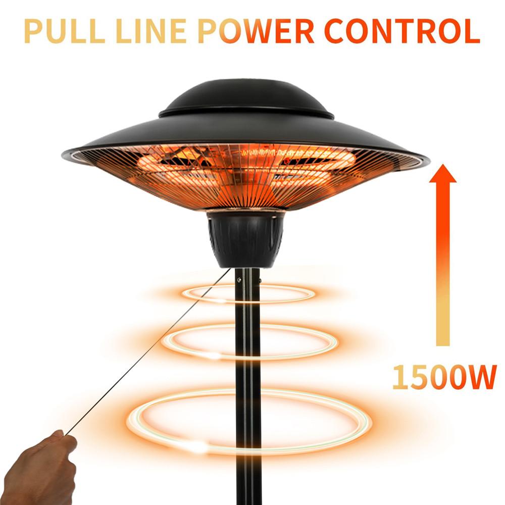 Patio Heater, Outdoor Heater, 1500W Infrared Heater Waterproof Tip-Over Protection Electric Heater for Outdoor Use Freestanding